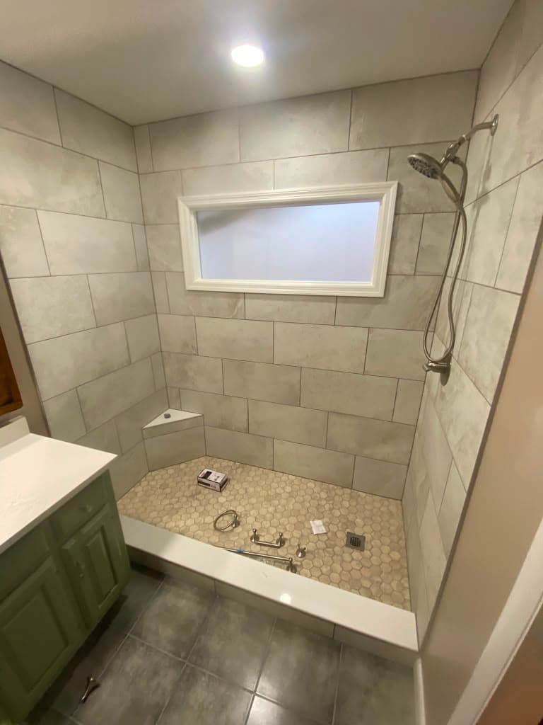 Frameless shower enclosure — before